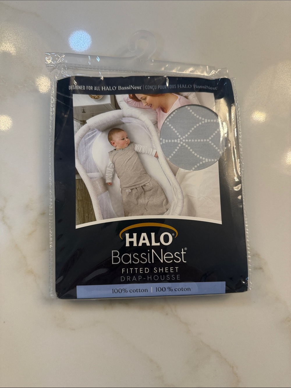 Halo BassiNest Fitted Sheet - Light Gray Dot Pattern